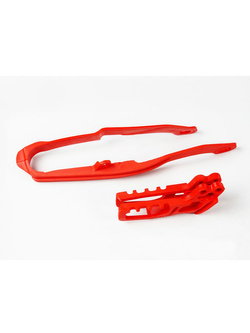 Komplet ślizg+prowadnica łańcucha UFO do Hondy CR 125/250, CRF 250R/X, CRF 450R (05-06) czerwone