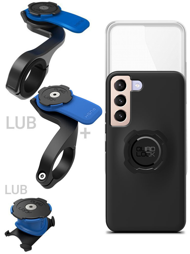 Zestaw rowerowy: etui na telefon Samsung Galaxy S22, wodoodporny pokrowiec oraz mocowanie Quad Lock