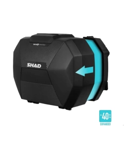 Zestaw kufrów bocznych SHAD SH38X z regulacją pojemności, czarnych [poj.: 27-38l]