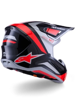 Kask enduro Alpinestars SM7 Rise czarno-srebrno-czerwony połysk