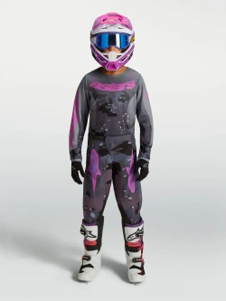 Spodnie cross dziecięce Alpinestars MX Fluid Lone szaro-fioletowe