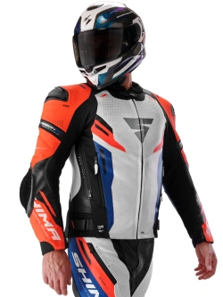 Kurtka motocyklowa skórzana Shima Mission ST G2 niebiesko-biało-czerwona