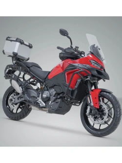 Zestaw: kufer centralny srebrny TRAX ADV + stelaż Adventure-rack SW-Motech Ducati Multistrada V2/ S (12,13,14) (24-) [poj.: 38l]