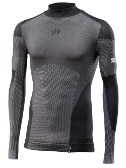 Koszulka termoaktywna z półgolfem SIXS Breezy Touch V2 czarno-szara unisex