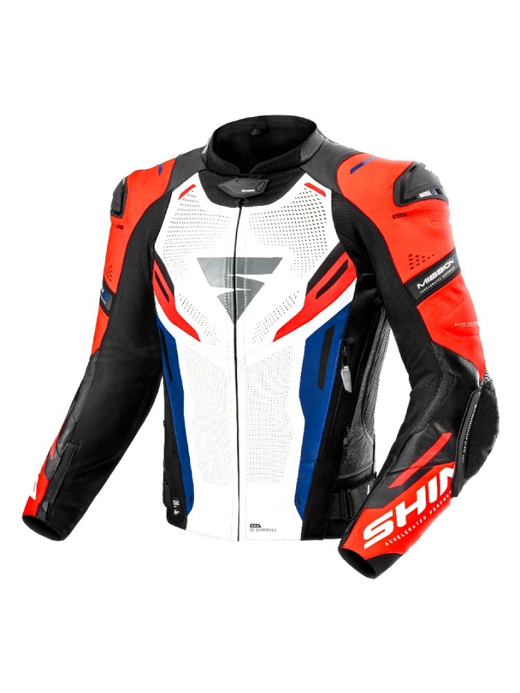 Kurtka motocyklowa skórzana Shima Mission ST G2 niebiesko-biało-czerwona