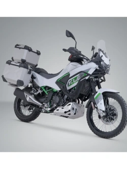 Zestaw: kufry boczne + kufer centralny TRAX ADV + stelaże SW-Motech Kawasaki KLE 500/ SE (26-) srebrne [poj.: 2 x 45l + 38l]