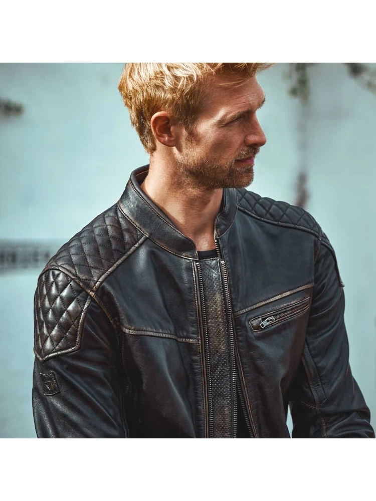 Kurtka motocyklowa skórzana Modeka Phinix brązowa