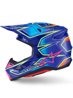Kask enduro Alpinestars SM7 Cast niebiesko-różowy-fluo połysk