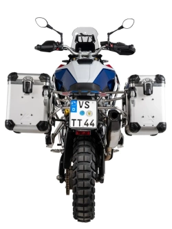 Zestaw: kufry boczne srebrne "And-S" Zega Evo + stelaże srebrne Touratech BMW F 900 GS (24-) [poj.: 38+45l]