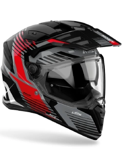 Kask adventure Airoh Bandit Spicy czarno-szaro-czerwony połysk