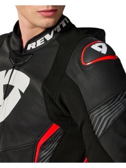 Kurtka motocyklowa skórzana REV’IT! Argon 3 Pro czarno-fluo czerwona