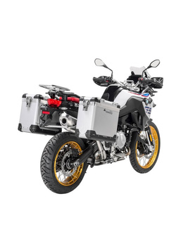 Zestaw: kufry boczne z anodowanego aluminium "And-S" Zega Pro + stelaże srebrne Touratech BMW F850GS/ ADV/ F750GS/ F900GS ADV/ F800GS (24-) (31+38L)