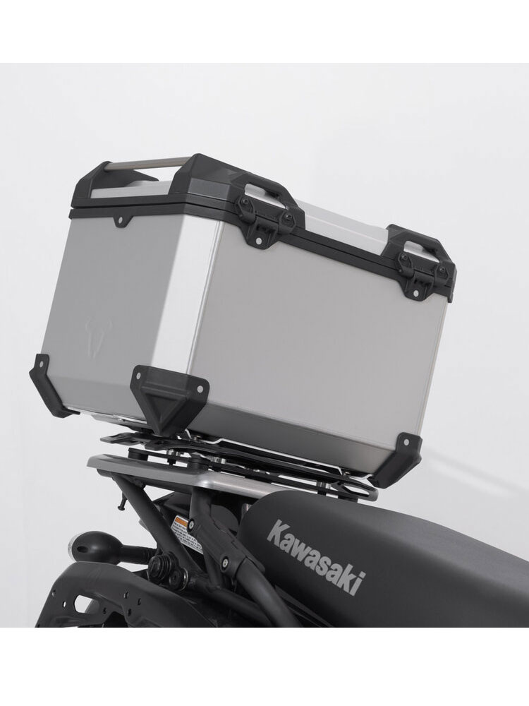 Zestaw: kufry boczne 37/45/38 + kufer centralny TRAX ADV + stelaże SW-MOTECH Kawasaki KLR 650 / S (22-), srebrne