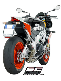 Tłumik CR-T High Position Carbon Fiber z siatką na rurze wylotowej SC-Project do APRILIA TUONO V4 1100 (2017 - 2018)