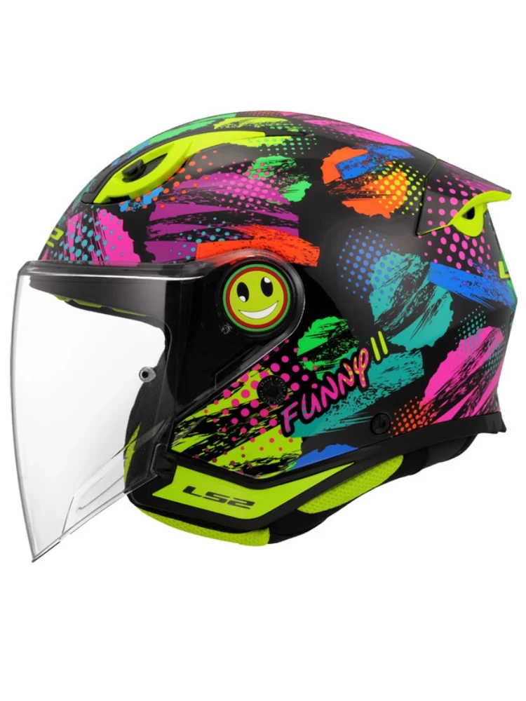 Kask dziecięcy otwarty LS2 OF622 Funny II Joy czarno-różowy-fluo
