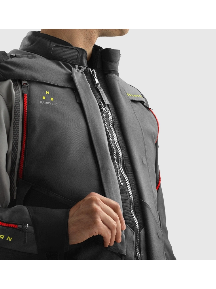 Kurtka motocyklowa tekstylna Rebelhorn Hardy 3.0 czarno-szaro-czerwona