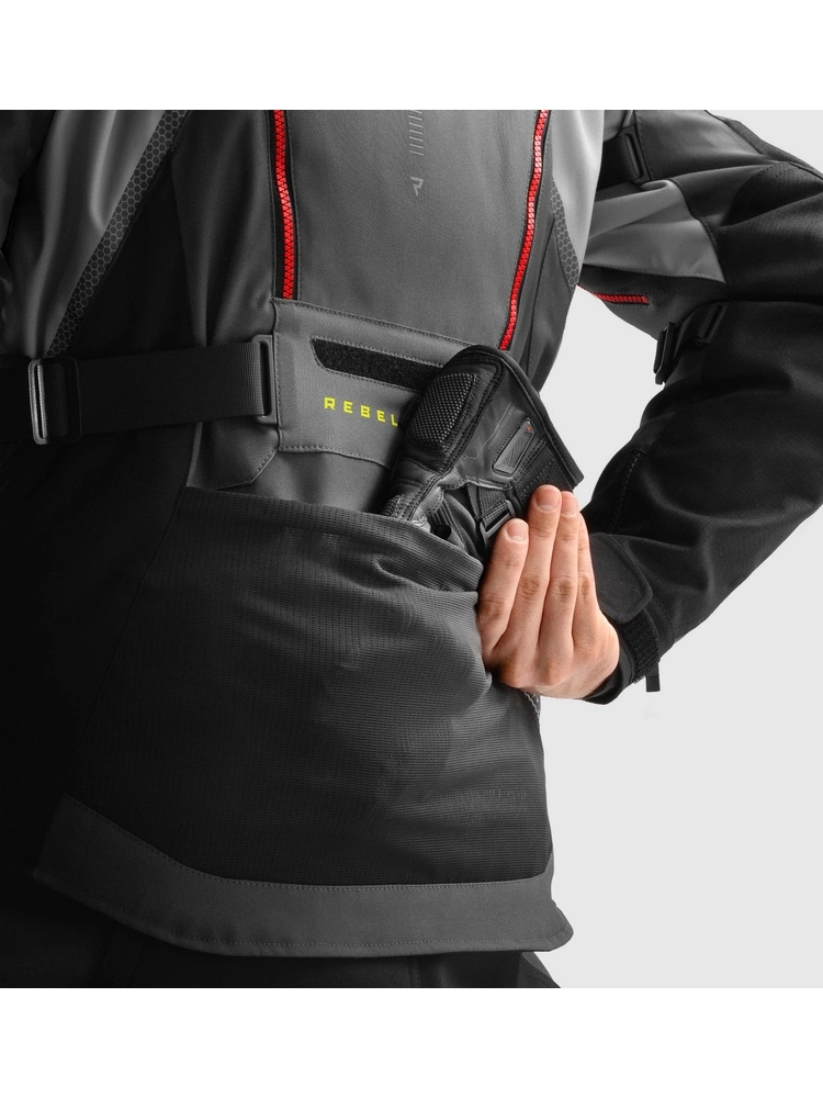 Kurtka motocyklowa tekstylna Rebelhorn Hardy 3.0 czarno-szaro-czerwona