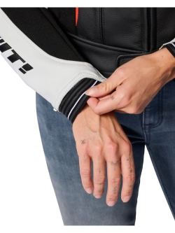 Kurtka motocyklowa damska skórzana REV’IT! Xena 4 biało-fluo czerwona