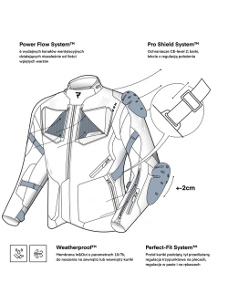 Kurtka motocyklowa tekstylna Rebelhorn Hiker IV szaro-niebiesko-czerwona