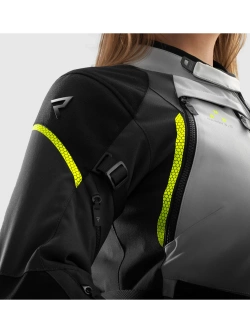 Kurtka motocyklowa damska tekstylna Rebelhorn Hardy 3.0 czarno-szaro-żółta