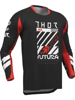 Bluza enduro dziecięca Thor Launchmode Futura czarno-czerwona