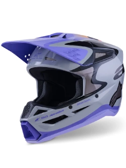 Kask enduro dziecięcy Alpinestars SM3 Jettson czarno-szaro-fioletowy połysk