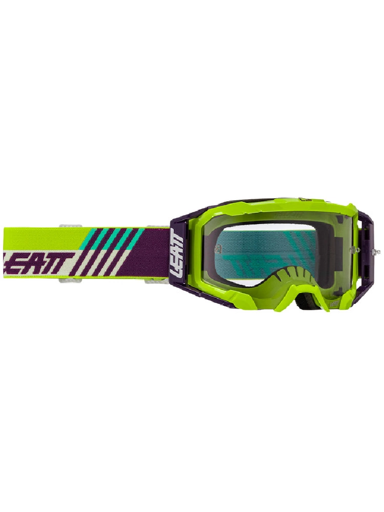 Gogle motocyklowe Leatt Velocity 5.5 Cryztal Lime z przezroczystą szybą zielono-fioletowe