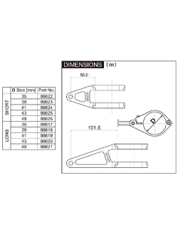 Mocowanie reflektora Daytona aluminiowe, krótke [średnica: 41 mm]