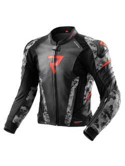 Kurtka motocyklowa skórzana Rebelhorn Veloce czarno-szaro camo-czerwona