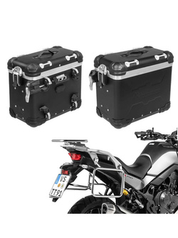 Zestaw: kufry boczne aluminiowe czarne "And-Black" Zega Evo + stelaże srebrne Touratech Honda XL 750 Transalp (23-) [poj.: 38+38l]