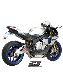 Układ wydechowy DE-CAT z tłumikiem CR-T NISKA POZYCJA (siatką tytanową na wylocie tłumika) SC-Project do Yamaha YZF R1 / R1M [15-17]