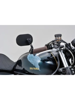 Lusterko motocyklowe krótkie Daytona D-Mirror-16 Flat do montażu na końcu manetki czarne [adapter]