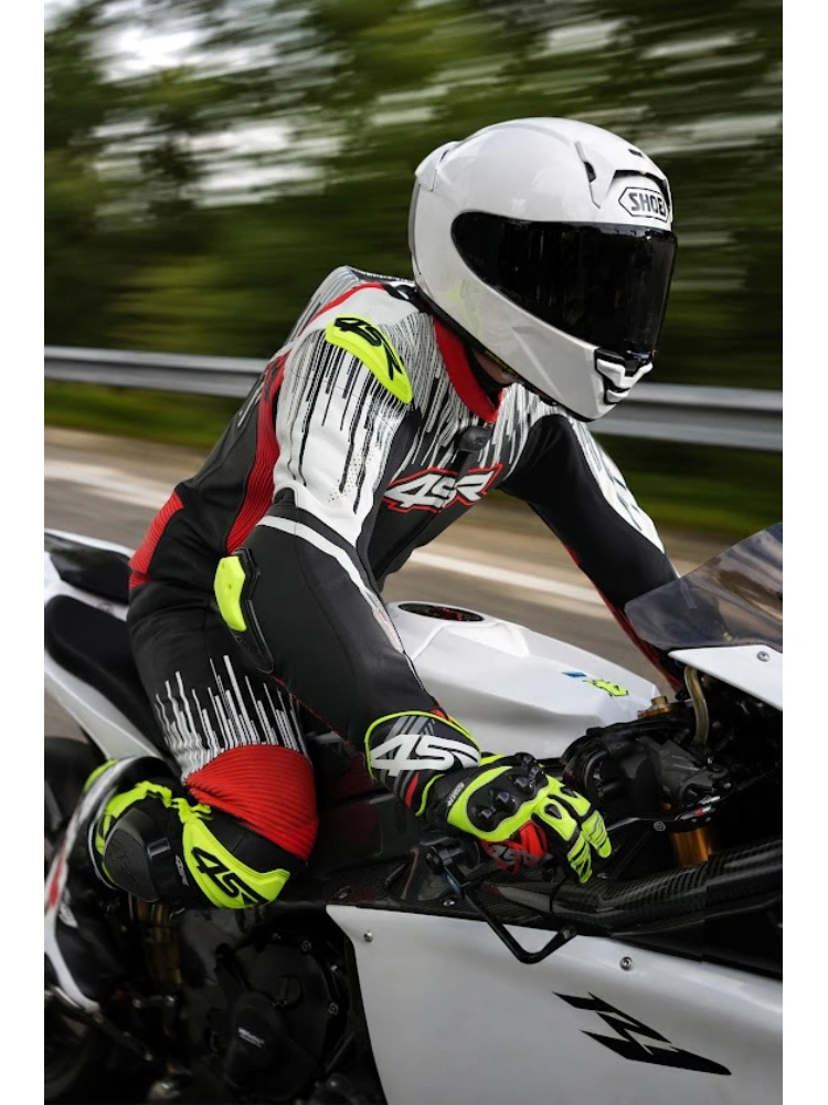 Kombinezon motocyklowy dwuczęściowy 4SR RR Stripes AR czarno-biało-czerwony