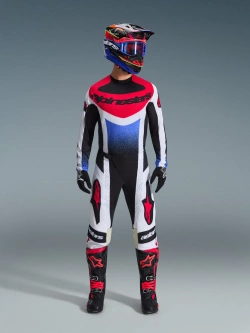Spodnie cross Alpinestars MX Techstar Knif czarno-biało-czerwone