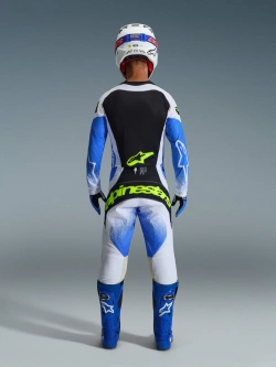 Spodnie cross Alpinestars MX Techstar Knif biało-niebieskie-fluo