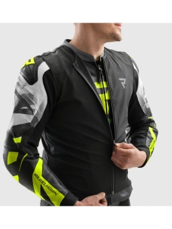 Kurtka motocyklowa skórzana Rebelhorn Inferno czarno-biało-żółta