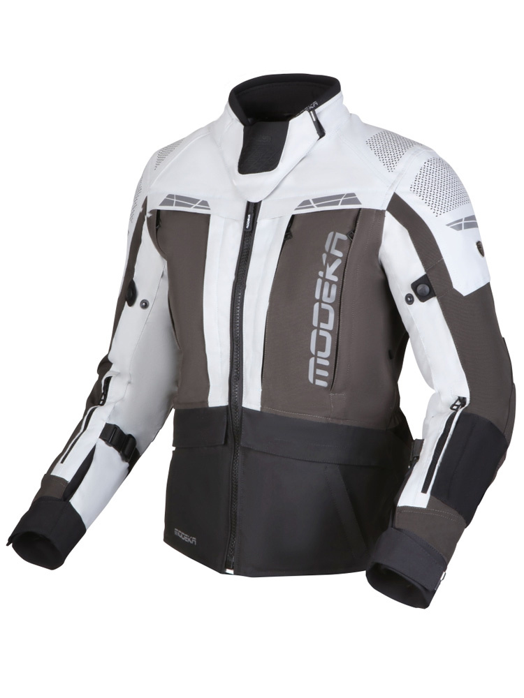 Kurtka motocyklowa damska tekstylna Modeka Hydron jasnoszaro-czarna
