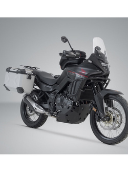 Zestaw: kufry boczne TRAX ADV + stelaże PRO SW-MOTECH 45/45L do motocykla Honda XL750 Transalp (22-) [pojemność 2 x 45 L] srebrne