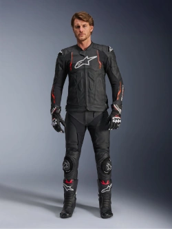 Kurtka motocyklowa skórzana Alpinestars Dusk Airflow czarno-czerwona