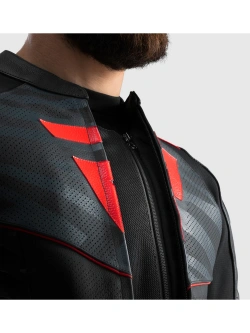 Kurtka motocyklowa skórzana Rebelhorn Vandal 2 czarno-szaro-czerwona