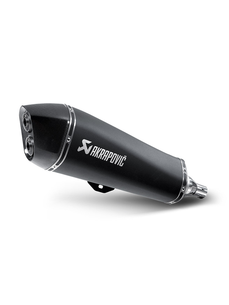 Tłumik motocyklowy Slip-On Line [Stal nierdzewna + Carbon] Akrapovič Piaggio (wybrane modele) czarny