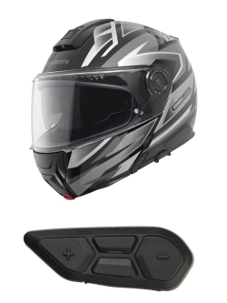 Zestaw: Kask szczękowy Schuberth C5 Zenith czarno-szary połysk + dedykowany interkom motocyklowy