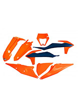Komplet plastików z osłoną lampy UFO do KTM EXC 125 (20-21), EXC/EXCF(EXC-F) 150/250/300/350/450/500 (20-) pomarańczowo-niebieski