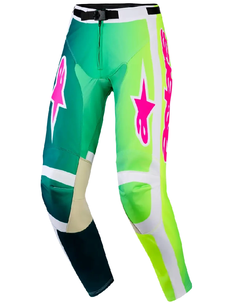 Spodnie cross Alpinestars MX Racer Portl zielono-biało-różowe