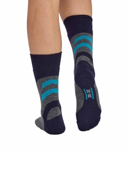 Skarpety termoaktywne damskie Brubeck Trekking Merino szaro-turkusowe