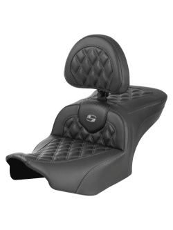 Kanapa motocyklowa dla kierowcy i pasażera z oparciem Saddlemen Roadsofa CF LS Harley Davidson Road Glide/ Street Glide (wybrane modele) (23-) czarno-szara