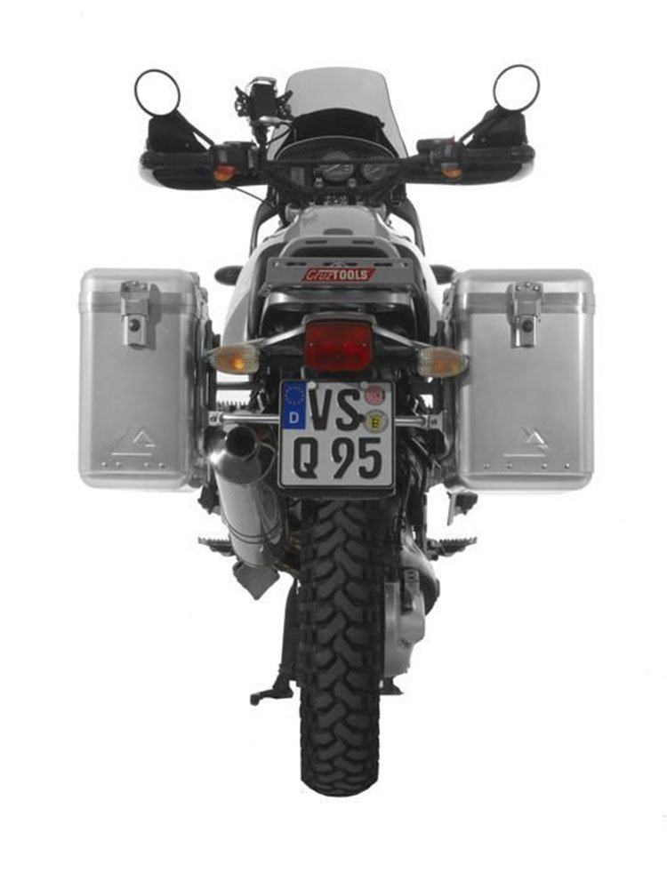 Zestaw: kufry boczne srebrne Zega Mundo + stelaże srebrne Touratech BMW R1150GS/ R1100GS/ R850GS (31+38L)