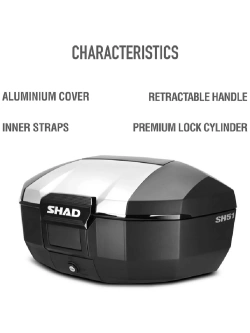 Kufer centralny SHAD SH51 czarno-szary [z aluminiową pokrywą]