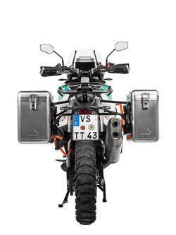 Zestaw: kufry boczne srebrne Zega Mundo + stelaże czarne Touratech KTM Super Adventure 1290 S/R (21-24) [poj.: 31+38l]