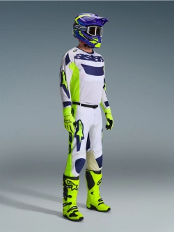 Spodnie cross Alpinestars MX Racer Air Riway szaro-niebieskie-fluo